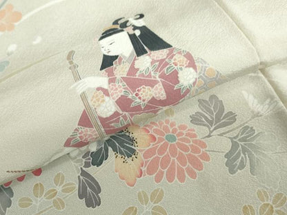 平和屋着物●訪問着　友禅　作家物　女人草花文　暈し染め　正絹　逸品　DABG2104ud