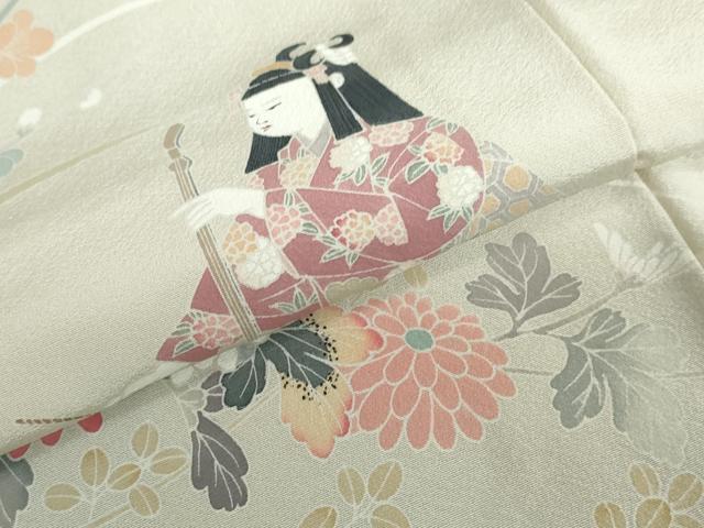 平和屋着物●訪問着　友禅　作家物　女人草花文　暈し染め　正絹　逸品　DABG2104ud