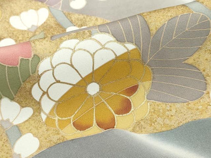 平和屋着物●訪問着　駒刺繍　道長草花文　暈し染め　金彩　正絹　逸品　DABG2105ud