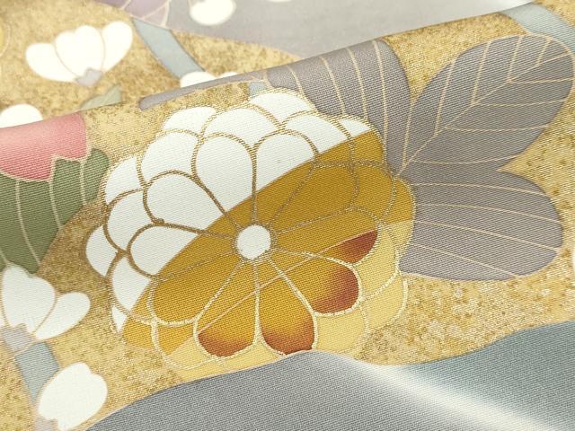 平和屋着物●訪問着　駒刺繍　道長草花文　暈し染め　金彩　正絹　逸品　DABG2105ud