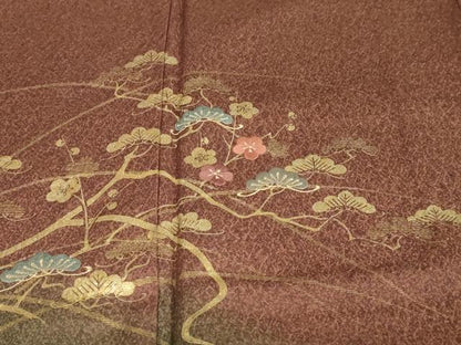 平和屋着物●訪問着　刺繍　草花文　暈し染め　金彩　正絹　逸品　DABG2106ud
