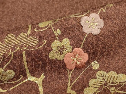 平和屋着物●訪問着　刺繍　草花文　暈し染め　金彩　正絹　逸品　DABG2106ud