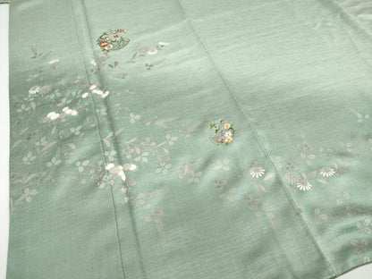 平和屋着物●訪問着　刺繍　草花丸文　暈し染め　銀彩　ますいわ屋扱い　正絹　逸品　DABG2107ud