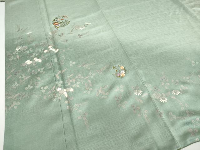 平和屋着物●訪問着　刺繍　草花丸文　暈し染め　銀彩　ますいわ屋扱い　正絹　逸品　DABG2107ud