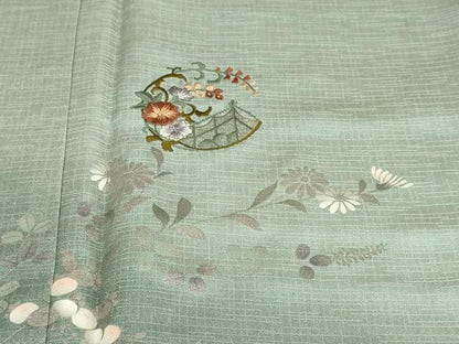 平和屋着物●訪問着　刺繍　草花丸文　暈し染め　銀彩　ますいわ屋扱い　正絹　逸品　DABG2107ud
