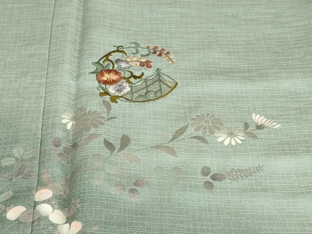 平和屋着物●訪問着　刺繍　草花丸文　暈し染め　銀彩　ますいわ屋扱い　正絹　逸品　DABG2107ud