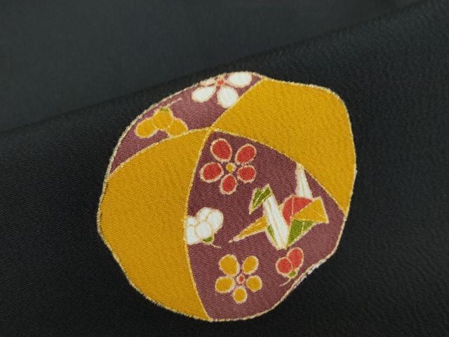 平和屋着物●銀座　志ま亀　小紋　花蝶丸文　黒地　金彩　ロング丈　正絹　逸品　DABG2110ud