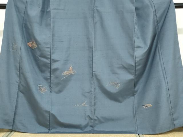平和屋着物●京の名門・菱屋六右ェ門　紬　訪問着　扇面草花文　金糸　正絹　逸品　DABG2111ud