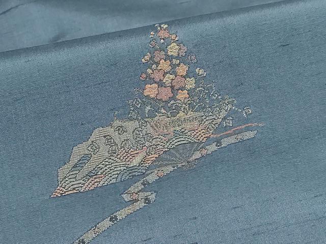 平和屋着物●京の名門・菱屋六右ェ門　紬　訪問着　扇面草花文　金糸　正絹　逸品　DABG2111ud