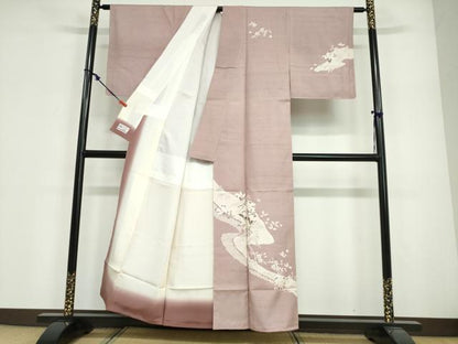 平和屋着物●訪問着　紬地　鹿の子草花文　やまと誂製　正絹　逸品　未使用　DABG2113ud