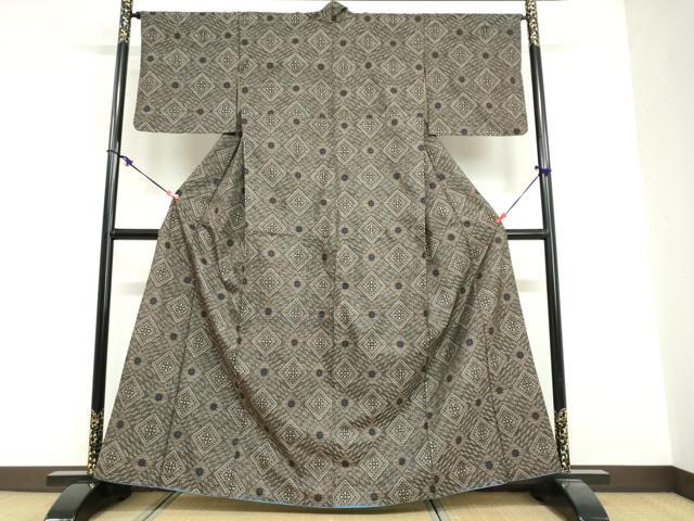 平和屋着物●本場大島紬　龍郷絣　花菱文　正絹　逸品　DABG2117ud