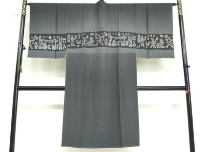 平和屋着物●男性　長襦袢　無双仕立て　絞り　壁画文様　正絹　逸品　DABG2119ud