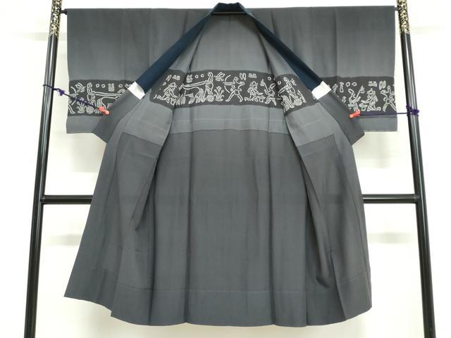 平和屋着物●男性　長襦袢　無双仕立て　絞り　壁画文様　正絹　逸品　DABG2119ud