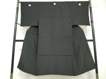 平和屋着物●男性　黒紋付　正絹　逸品　DABG2123ud