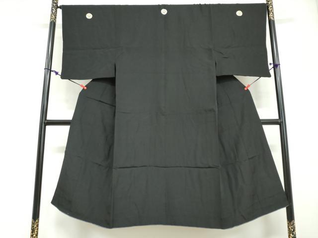 平和屋着物●男性　黒紋付　正絹　逸品　DABG2123ud