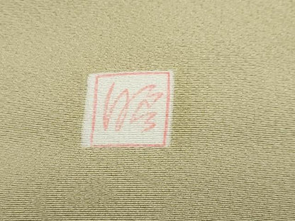 平和屋着物●訪問着　作家物　駒刺繍　地紙飛鶴草花文　暈し染め　金彩　正絹　逸品　DABG2133ud