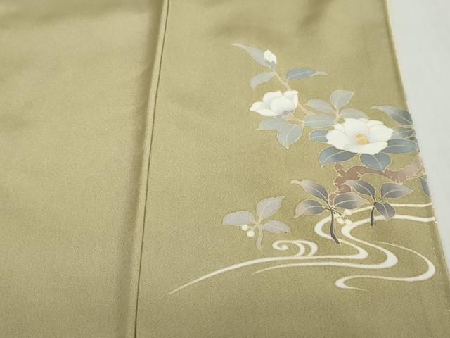 平和屋着物●訪問着　作家物　駒刺繍　地紙飛鶴草花文　暈し染め　金彩　正絹　逸品　DABG2133ud
