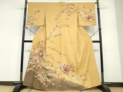 平和屋着物●訪問着　駒刺繍　雪輪宝尽くし草花文　暈し染め　正絹　逸品　DABG2136ud