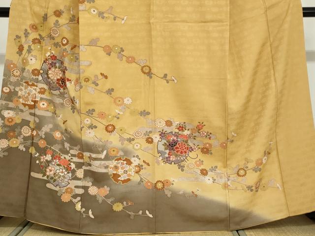 平和屋着物●訪問着　駒刺繍　雪輪宝尽くし草花文　暈し染め　正絹　逸品　DABG2136ud
