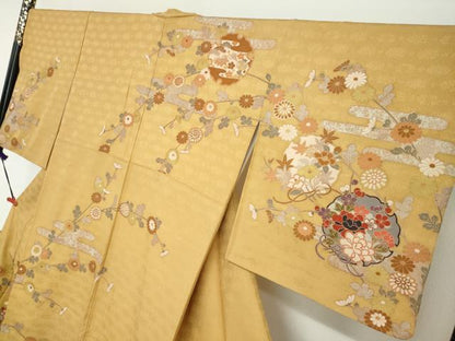 平和屋着物●訪問着　駒刺繍　雪輪宝尽くし草花文　暈し染め　正絹　逸品　DABG2136ud