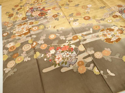 平和屋着物●訪問着　駒刺繍　雪輪宝尽くし草花文　暈し染め　正絹　逸品　DABG2136ud