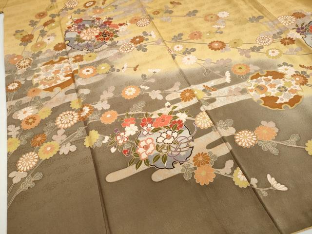 平和屋着物●訪問着　駒刺繍　雪輪宝尽くし草花文　暈し染め　正絹　逸品　DABG2136ud