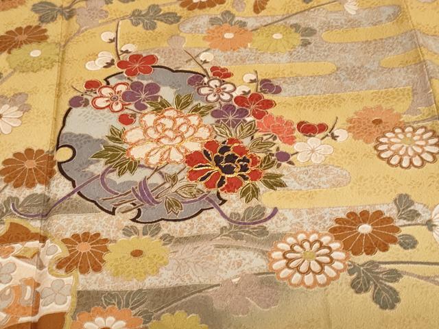 平和屋着物●訪問着　駒刺繍　雪輪宝尽くし草花文　暈し染め　正絹　逸品　DABG2136ud