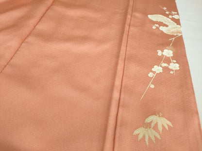 平和屋着物●訪問着　駒刺繍　雲取草花文　金彩　正絹　逸品　DABG2137ud