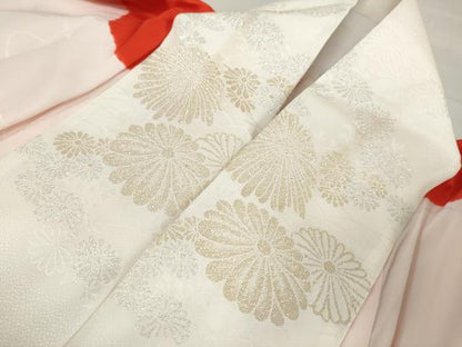 平和屋着物●振袖用長襦袢　袷　絞り　飛鶴文　半衿刺繍　正絹　逸品　DABG2142ud