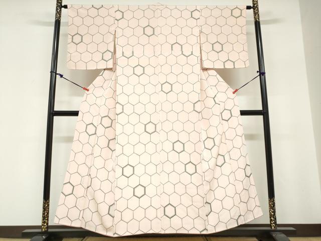 平和屋着物●上質な小紋　地紋起こし　亀甲文　正絹　逸品　DABG2146ud