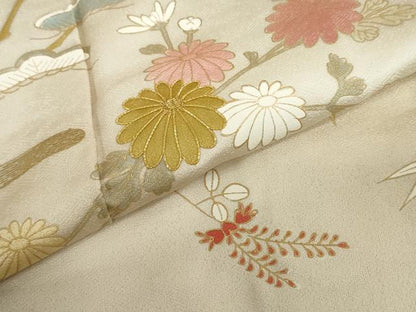 平和屋着物●訪問着　駒刺繍　エ霞草花文　暈し染め　金彩　正絹　逸品　DABG2147ud