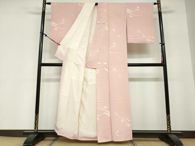 平和屋着物●上質な小紋　地紋起こし　枝葉文　正絹　逸品　DABG2149ud