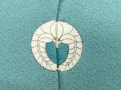 平和屋着物●上質な色無地　青緑色　正絹　逸品　DABG2150ud