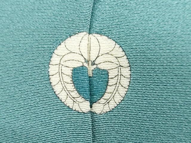 平和屋着物●上質な色無地　青緑色　正絹　逸品　DABG2150ud