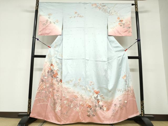 平和屋着物●訪問着　草花文　暈し染め　金彩　小田急百貨店扱い　正絹　逸品　未使用　DABG2151ud