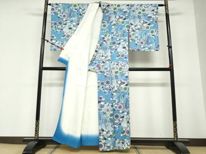平和屋着物●創業460年・千總　小紋　源氏車草花文　三越扱い　正絹　逸品　DABG2152ud