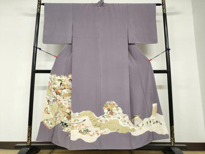 平和屋着物●豪華色留袖　女人草花丸文　金彩　正絹　逸品　未使用　DABG2155ud