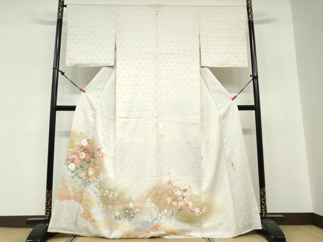 平和屋着物●京友禅の第一人者　松井青々　色留袖　駒刺繍　草花文　暈し染め　金銀彩　正絹　逸品　DABG2156ud
