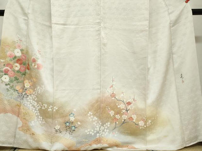 平和屋着物●京友禅の第一人者　松井青々　色留袖　駒刺繍　草花文　暈し染め　金銀彩　正絹　逸品　DABG2156ud