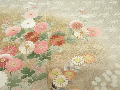 平和屋着物●京友禅の第一人者　松井青々　色留袖　駒刺繍　草花文　暈し染め　金銀彩　正絹　逸品　DABG2156ud