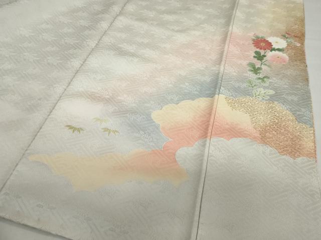 平和屋着物●京友禅の第一人者　松井青々　色留袖　駒刺繍　草花文　暈し染め　金銀彩　正絹　逸品　DABG2156ud