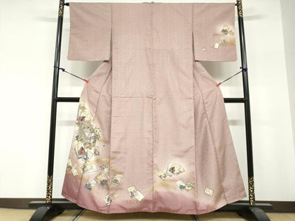 平和屋着物●訪問着　作家物　文箱草花文　百人一首　暈し染め　金彩　正絹　逸品　DABG2157ud