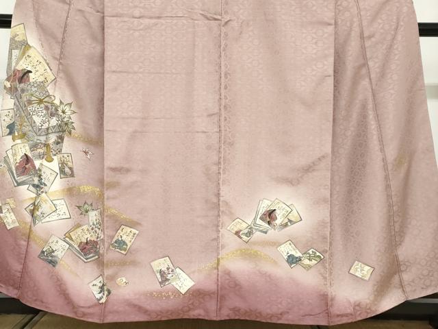 平和屋着物●訪問着　作家物　文箱草花文　百人一首　暈し染め　金彩　正絹　逸品　DABG2157ud