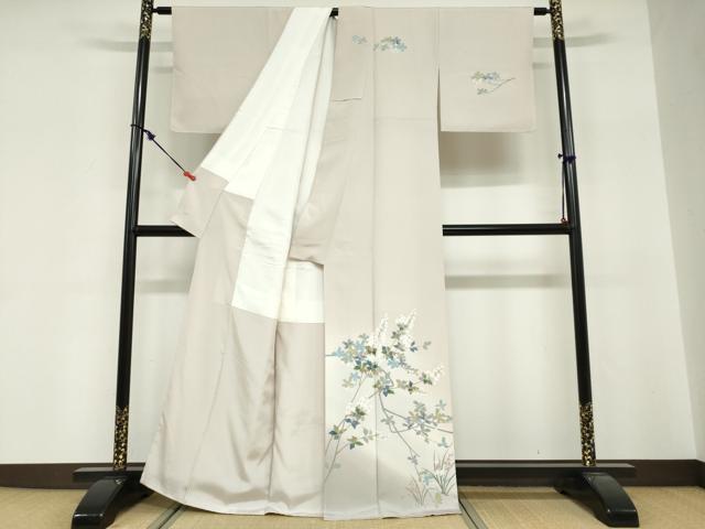 平和屋着物●訪問着　草花文　暈し染め　正絹　逸品　未使用　DABG2162ud