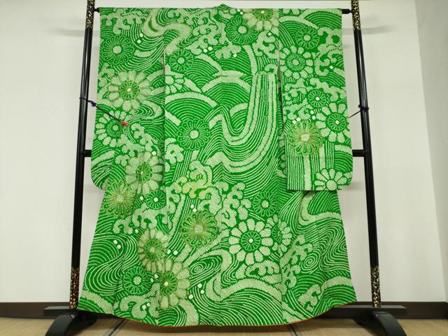 平和屋着物●豪華振袖　駒刺繍　絞り　舞花文　正絹　逸品　DABG2164ud