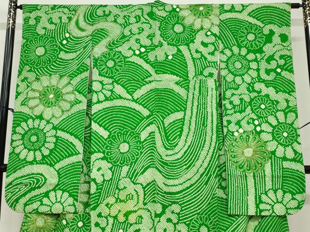 平和屋着物●豪華振袖　駒刺繍　絞り　舞花文　正絹　逸品　DABG2164ud