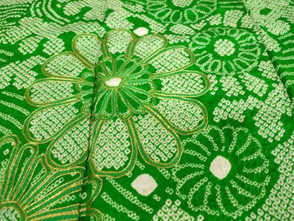 平和屋着物●豪華振袖　駒刺繍　絞り　舞花文　正絹　逸品　DABG2164ud