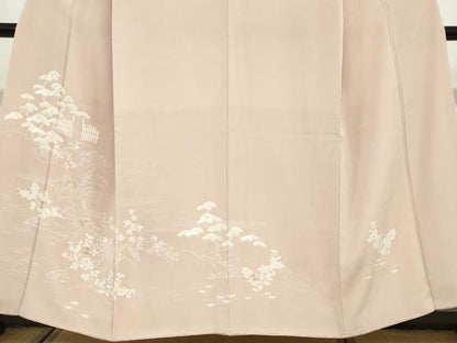 平和屋着物●創業460年・千總　訪問着　駒刺繍　風景花文　鬼しぼ縮緬　高島屋扱い　正絹　逸品　DABG2165ud