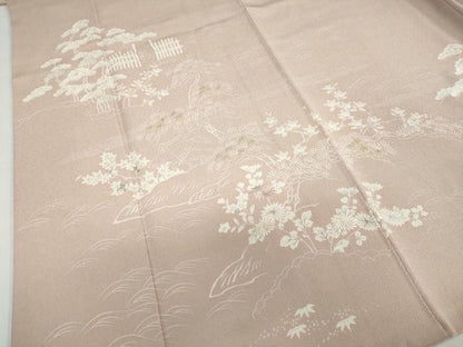 平和屋着物●創業460年・千總　訪問着　駒刺繍　風景花文　鬼しぼ縮緬　高島屋扱い　正絹　逸品　DABG2165ud