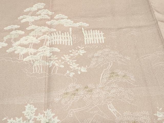 平和屋着物●創業460年・千總　訪問着　駒刺繍　風景花文　鬼しぼ縮緬　高島屋扱い　正絹　逸品　DABG2165ud